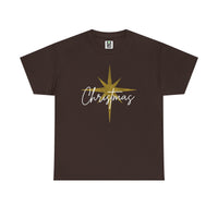 Load image into Gallery viewer, Christmas Star T-Shirt — Gold Star &amp; Script Holiday Tee