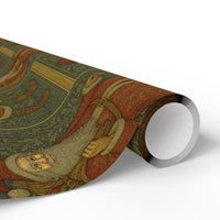 Load image into Gallery viewer, Vintage Santa Claus Christmas Wrapping Paper in the style of William Morris