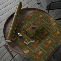 Load image into Gallery viewer, Vintage Santa Claus Christmas Wrapping Paper in the style of William Morris