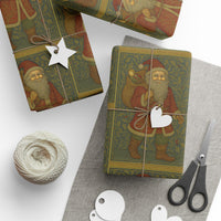 Load image into Gallery viewer, Vintage Santa Claus Christmas Wrapping Paper in the style of William Morris