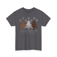 Load image into Gallery viewer, Merry &amp; Bright Christmas Tee — Leopard, Plaid &amp; Buffalo Plaid Tree Holiday Shirt