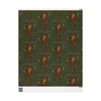 Load image into Gallery viewer, Dancing Christmas Elf William Morris Vintage Wrapping Paper