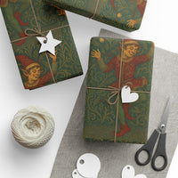 Load image into Gallery viewer, Dancing Christmas Elf William Morris Vintage Wrapping Paper