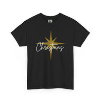 Load image into Gallery viewer, Christmas Star T-Shirt — Gold Star &amp; Script Holiday Tee