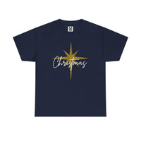 Load image into Gallery viewer, Christmas Star T-Shirt — Gold Star &amp; Script Holiday Tee