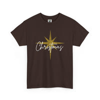 Load image into Gallery viewer, Christmas Star T-Shirt — Gold Star &amp; Script Holiday Tee