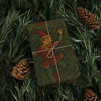 Load image into Gallery viewer, Dancing Christmas Elf William Morris Vintage Wrapping Paper