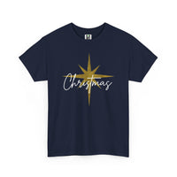 Load image into Gallery viewer, Christmas Star T-Shirt — Gold Star &amp; Script Holiday Tee