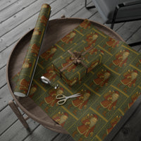 Load image into Gallery viewer, Vintage Santa Claus Christmas Wrapping Paper in the style of William Morris