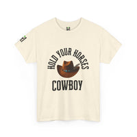 Load image into Gallery viewer, Western Cowboy Unisex Tee - Hold Your Horses Design
