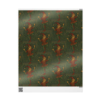 Load image into Gallery viewer, Dancing Christmas Elf William Morris Vintage Wrapping Paper