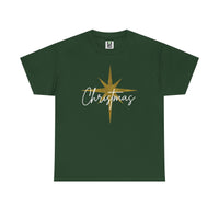 Load image into Gallery viewer, Christmas Star T-Shirt — Gold Star &amp; Script Holiday Tee