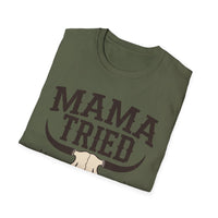 Load image into Gallery viewer, Mama Tried T-Shirt — Western Skull Graphic Tee for Country Moms
