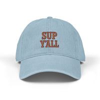 Load image into Gallery viewer, Embroidered Denim Hat SUP Y&#39;ALL
