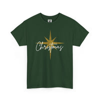 Load image into Gallery viewer, Christmas Star T-Shirt — Gold Star &amp; Script Holiday Tee