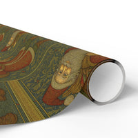 Load image into Gallery viewer, Vintage Santa Claus Christmas Wrapping Paper in the style of William Morris