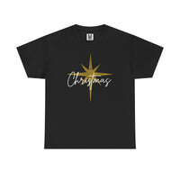 Load image into Gallery viewer, Christmas Star T-Shirt — Gold Star &amp; Script Holiday Tee