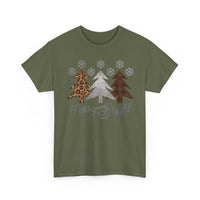 Load image into Gallery viewer, Merry &amp; Bright Christmas Tee — Leopard, Plaid &amp; Buffalo Plaid Tree Holiday Shirt
