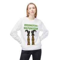 Load image into Gallery viewer, Halloween Crewneck Sweatshirt - Funny Broomstick Malfunction
