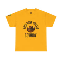 Load image into Gallery viewer, Western Cowboy Unisex Tee - Hold Your Horses Design
