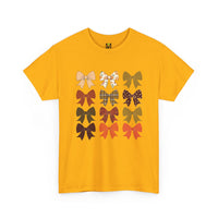 Load image into Gallery viewer, Fall-Inspired Bow Graphic Tee, Unisex Cotton T-Shirt, Autumn Fashion, Gift for Her, Casual Wear, Halloween Style
