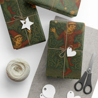 Load image into Gallery viewer, Dancing Christmas Elf William Morris Vintage Wrapping Paper