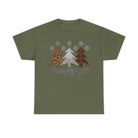 Load image into Gallery viewer, Merry &amp; Bright Christmas Tee — Leopard, Plaid &amp; Buffalo Plaid Tree Holiday Shirt