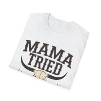 Load image into Gallery viewer, Mama Tried T-Shirt — Western Skull Graphic Tee for Country Moms