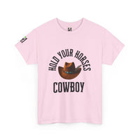 Load image into Gallery viewer, Western Cowboy Unisex Tee - Hold Your Horses Design
