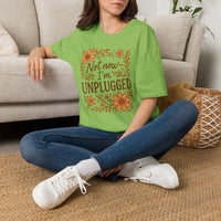 Load image into Gallery viewer, T-Shirt — "Not Now I'm Unplugged" Floral Relaxation Tee