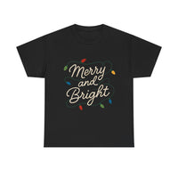 Load image into Gallery viewer, Merry and Bright Christmas Tee — Holiday Lights Graphic T-Shirt