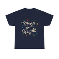 Load image into Gallery viewer, Merry and Bright Christmas Tee — Holiday Lights Graphic T-Shirt
