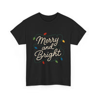 Load image into Gallery viewer, Merry and Bright Christmas Tee — Holiday Lights Graphic T-Shirt
