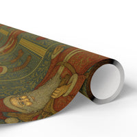 Load image into Gallery viewer, Vintage Santa Claus Christmas Wrapping Paper in the style of William Morris