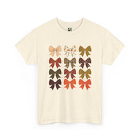 Load image into Gallery viewer, Fall-Inspired Bow Graphic Tee, Unisex Cotton T-Shirt, Autumn Fashion, Gift for Her, Casual Wear, Halloween Style
