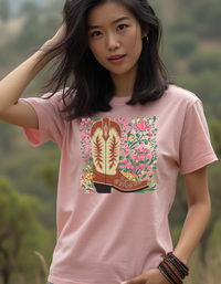 Load image into Gallery viewer, Floral Cowgirl Boot Unisex Tee - Western Style Shirt for Cowboy and Cowgirl Fans

